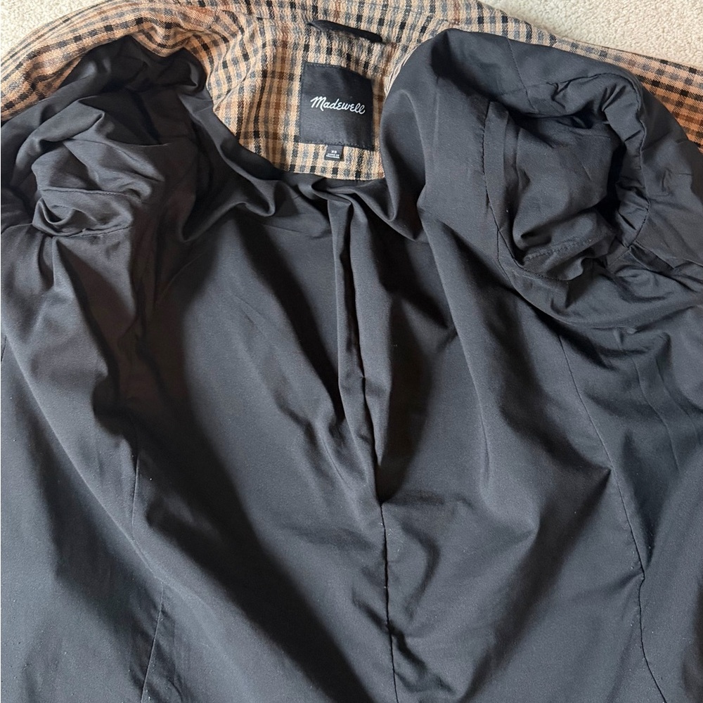 Madewell, The Caldwell Double Breasted Blazer tan black size XS extra small - Picture 7 of 9